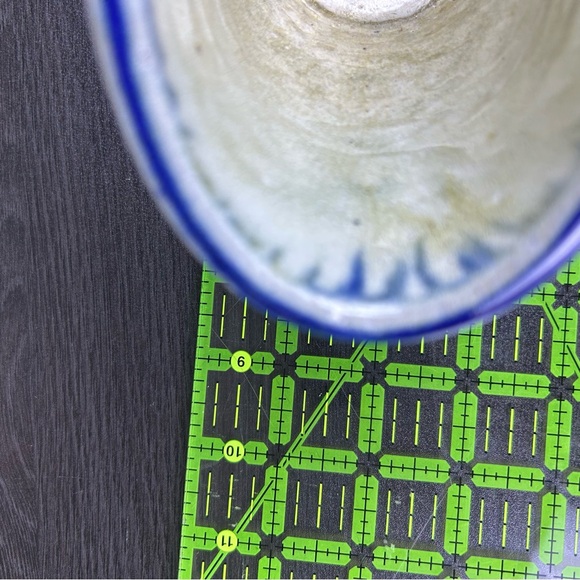 Vintage Studio Earthenware Basket Bowl, Blue Floral Glaze 8" Gray Brown Blue - Picture 14 of 14